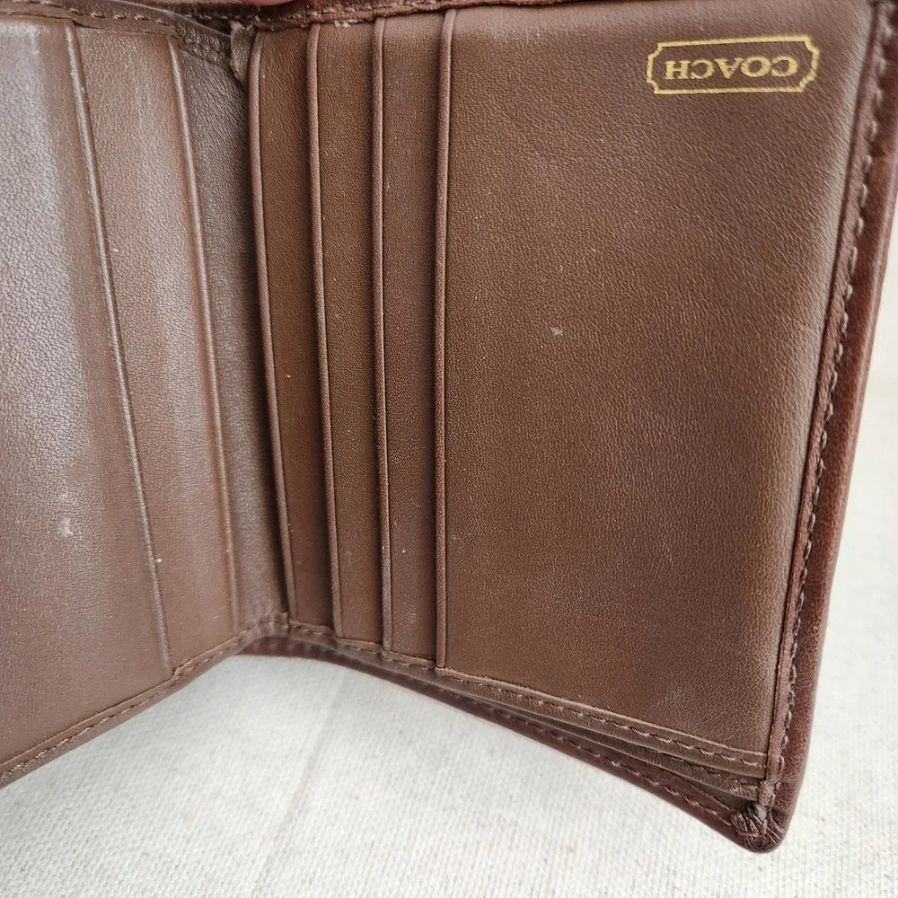 Vintage Coach Signature Folding Wallet Snap Closure Medium Brown Soft Leather